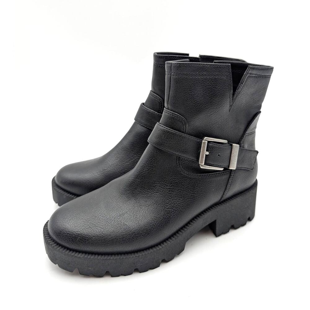 Zodiac Miller-2 Cut Out Lug Sole Ankle Boots Women's Black Size US6.5M EU36.5